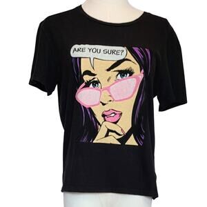 Re/Done "ARE YOU SURE?" 90s Black Graphic Easy Tee Size Med.
